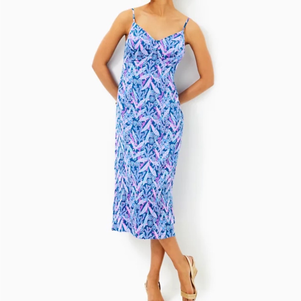 NEW Lilly Pulitzer Keana Satin Midi Slip Dress - Picture 3 of 8